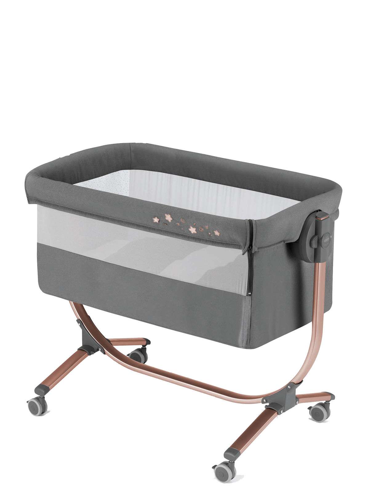 CAM 2 in 1 Beistellbett - Babywiege CULLAMI , praktisch - schoen, antracite con stelline / Anthrazit mit Sternen