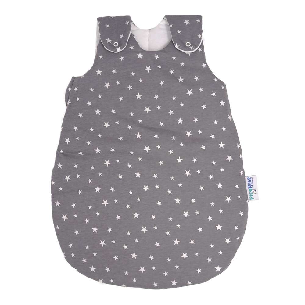 pic Bear Babyschlafsack mitwachsend - atmungsaktiv, Sterne grau-weiss, 86/92