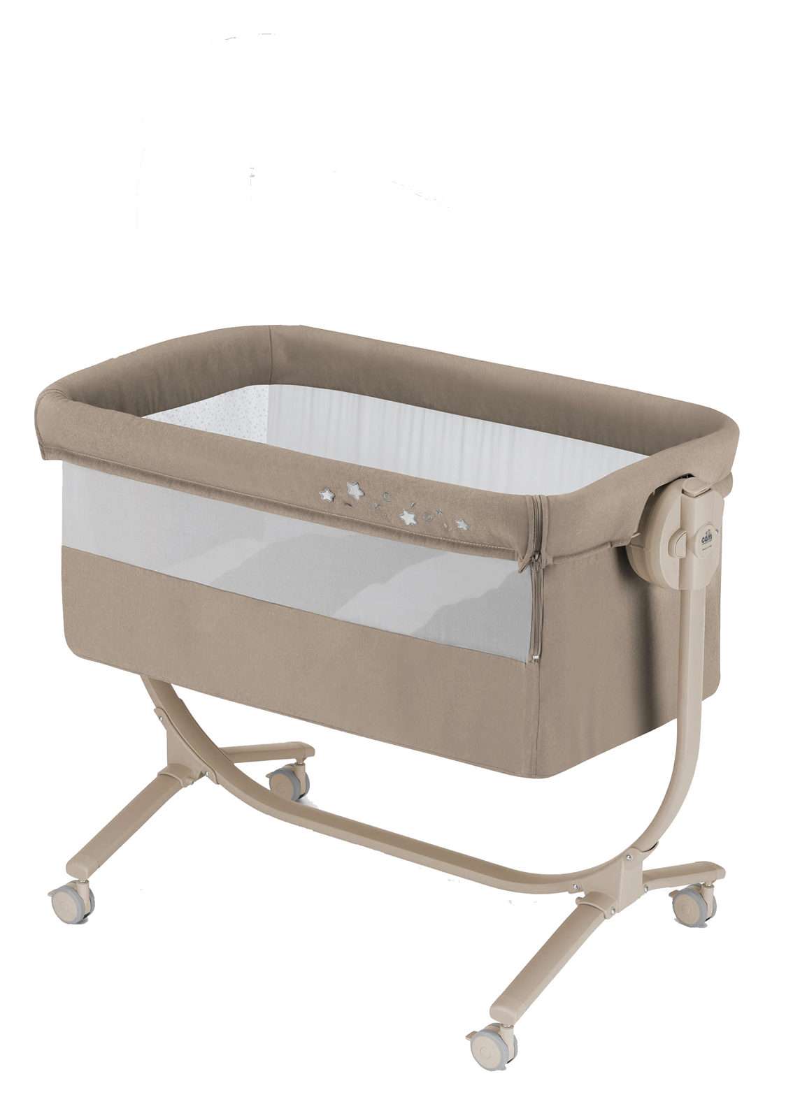 CAM 2 in 1 Beistellbett - Babywiege CULLAMI , praktisch - schoen, tortora con stelline / Taupe mit Sterne