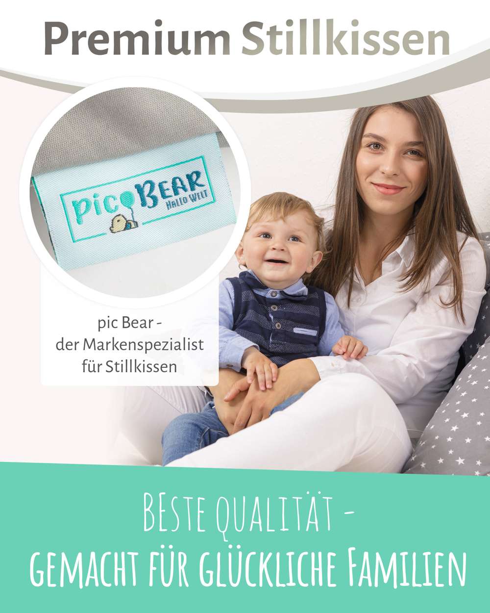 600-301 pic Bear Stillkissen Medium 170 cm, Platin-grau