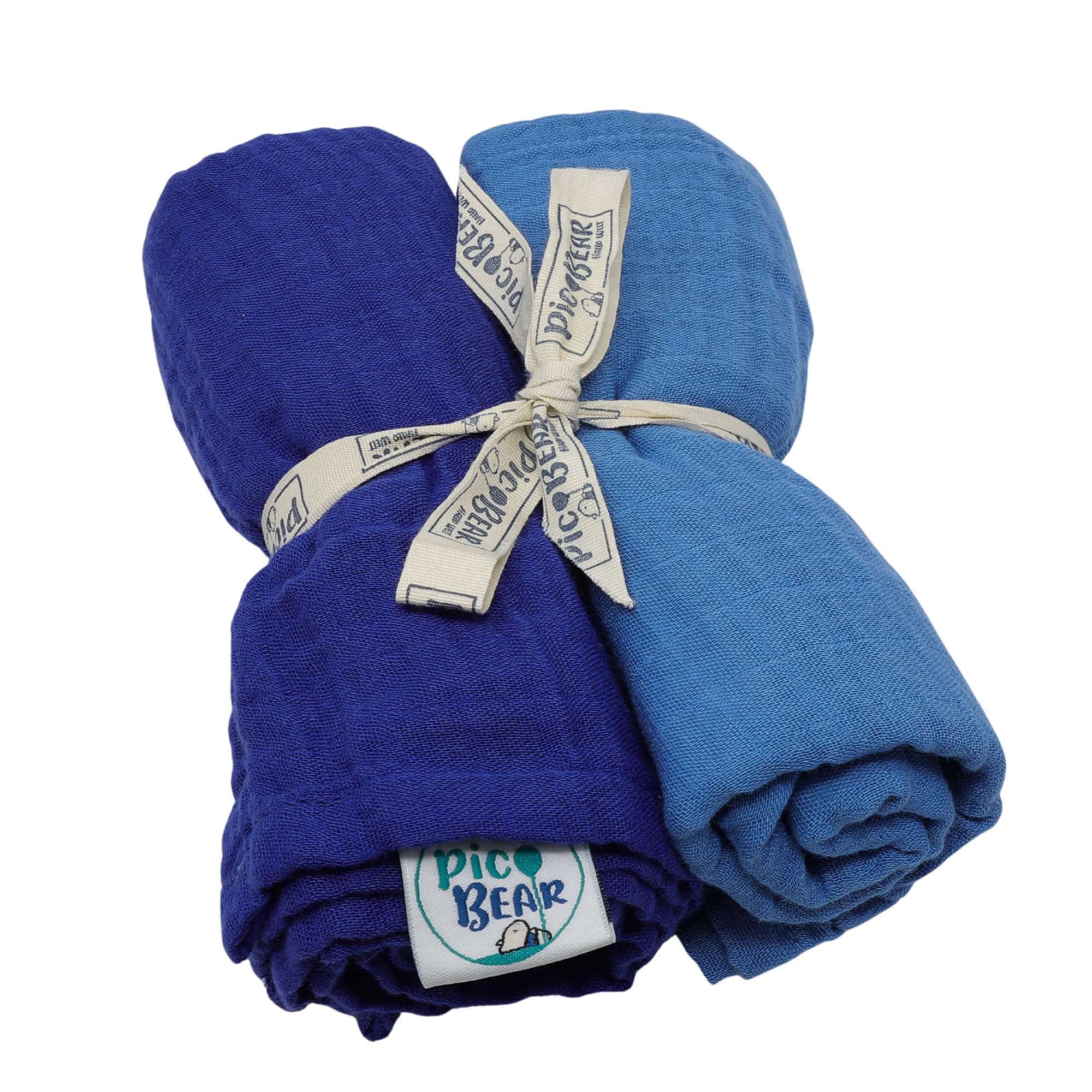 pic Bear Musselin Moltontuecher 2er Pack, bluing + perennial blue